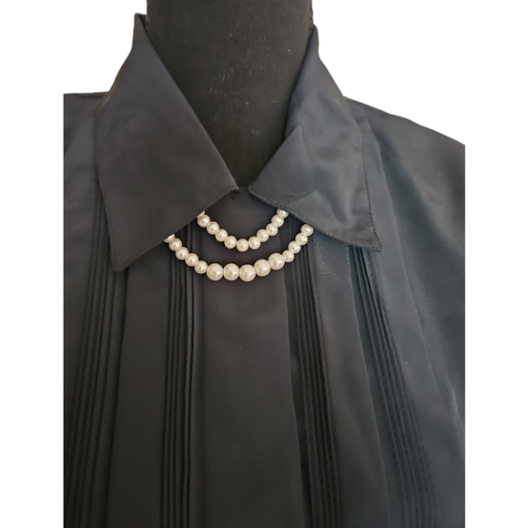 Christie & Jill Vintage Button Down With Faux Pearl Collar Attachment size 8 - Picture 5 of 10